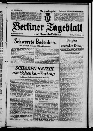 Berliner Tageblatt und Handels-Zeitung vom 20.02.1931