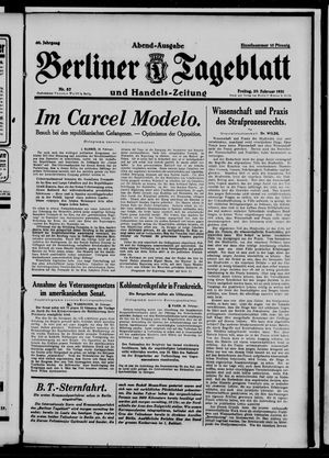 Berliner Tageblatt und Handels-Zeitung vom 20.02.1931