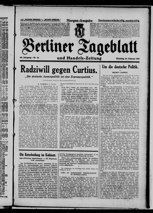 Berliner Tageblatt und Handels-Zeitung on Feb 24, 1931