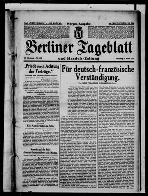 Berliner Tageblatt und Handels-Zeitung vom 01.03.1931