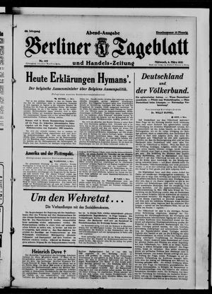 Berliner Tageblatt und Handels-Zeitung on Mar 4, 1931