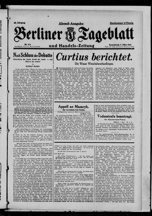 Berliner Tageblatt und Handels-Zeitung on Mar 7, 1931