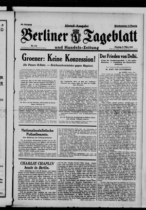 Berliner Tageblatt und Handels-Zeitung vom 09.03.1931