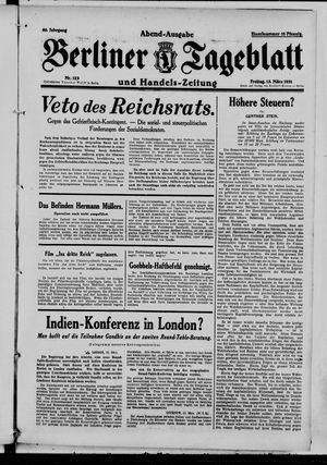 Berliner Tageblatt und Handels-Zeitung vom 13.03.1931