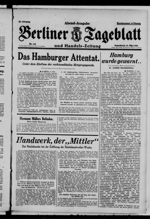 Berliner Tageblatt und Handels-Zeitung on Mar 14, 1931