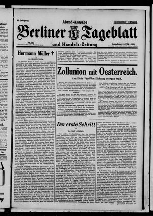 Berliner Tageblatt und Handels-Zeitung on Mar 21, 1931