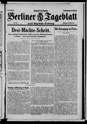 Berliner Tageblatt und Handels-Zeitung on Mar 23, 1931