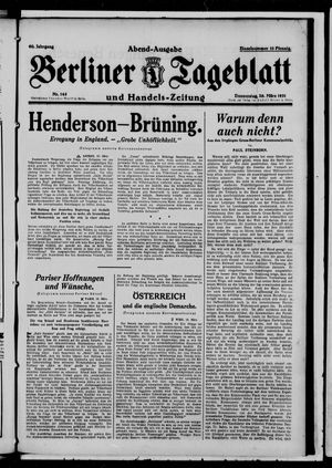 Berliner Tageblatt und Handels-Zeitung vom 26.03.1931