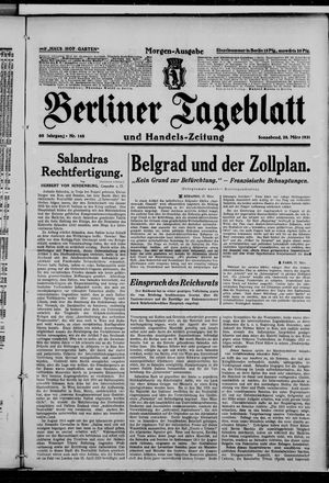 Berliner Tageblatt und Handels-Zeitung vom 28.03.1931