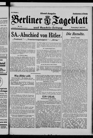 Berliner Tageblatt und Handels-Zeitung vom 02.04.1931