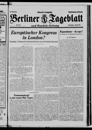 Berliner Tageblatt und Handels-Zeitung on Apr 7, 1931