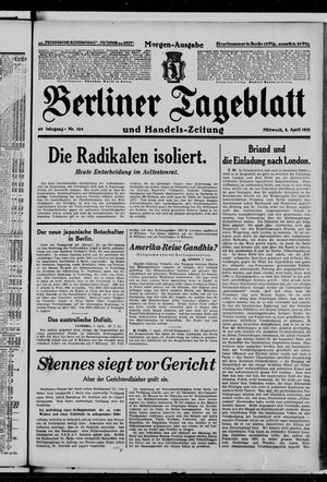 Berliner Tageblatt und Handels-Zeitung on Apr 8, 1931