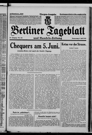Berliner Tageblatt und Handels-Zeitung on Apr 9, 1931