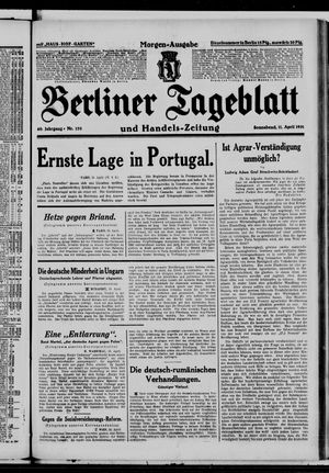 Berliner Tageblatt und Handels-Zeitung vom 11.04.1931