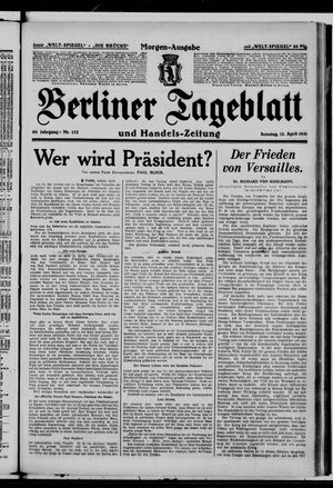 Berliner Tageblatt und Handels-Zeitung vom 12.04.1931