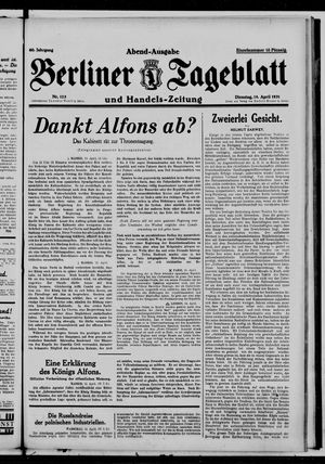 Berliner Tageblatt und Handels-Zeitung on Apr 14, 1931