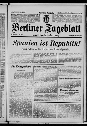 Berliner Tageblatt und Handels-Zeitung vom 15.04.1931