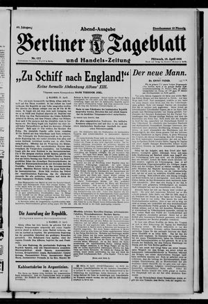 Berliner Tageblatt und Handels-Zeitung on Apr 15, 1931