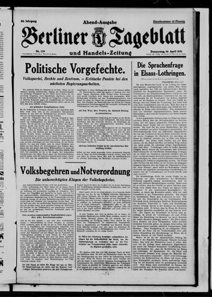 Berliner Tageblatt und Handels-Zeitung on Apr 16, 1931