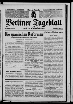 Berliner Tageblatt und Handels-Zeitung on Apr 21, 1931