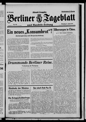 Berliner Tageblatt und Handels-Zeitung on Apr 21, 1931