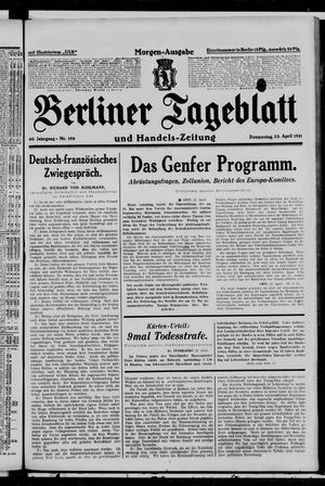 Berliner Tageblatt und Handels-Zeitung on Apr 23, 1931