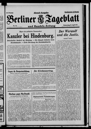 Berliner Tageblatt und Handels-Zeitung vom 23.04.1931