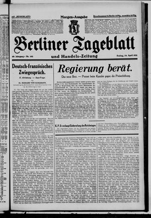 Berliner Tageblatt und Handels-Zeitung on Apr 24, 1931