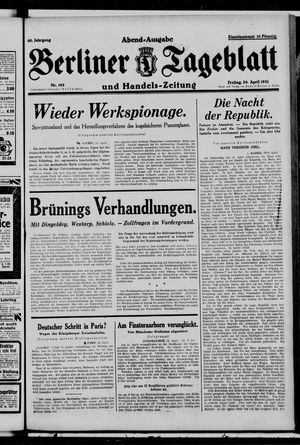 Berliner Tageblatt und Handels-Zeitung on Apr 24, 1931