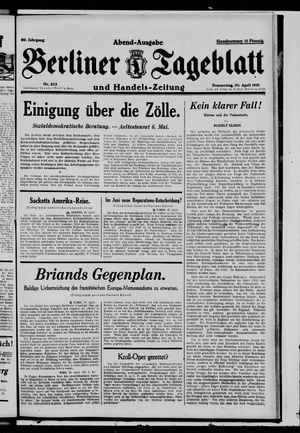 Berliner Tageblatt und Handels-Zeitung on Apr 30, 1931