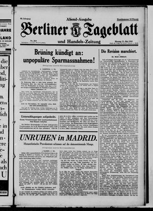 Berliner Tageblatt und Handels-Zeitung on May 11, 1931