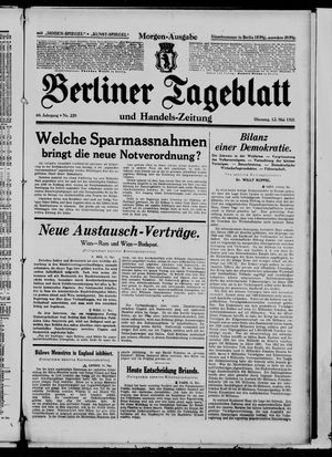 Berliner Tageblatt und Handels-Zeitung vom 12.05.1931