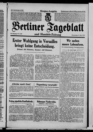 Berliner Tageblatt und Handels-Zeitung vom 14.05.1931