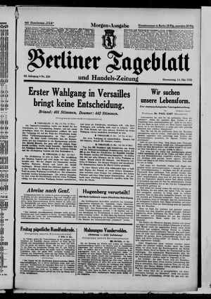 Berliner Tageblatt und Handels-Zeitung on May 14, 1931