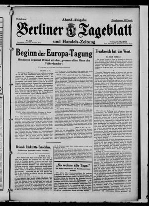Berliner Tageblatt und Handels-Zeitung vom 15.05.1931