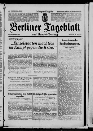 Berliner Tageblatt und Handels-Zeitung on May 20, 1931