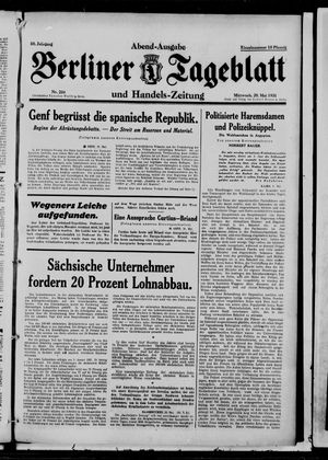 Berliner Tageblatt und Handels-Zeitung vom 20.05.1931