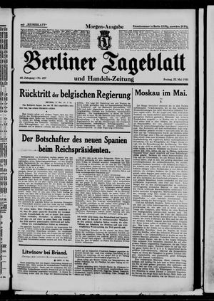 Berliner Tageblatt und Handels-Zeitung vom 22.05.1931