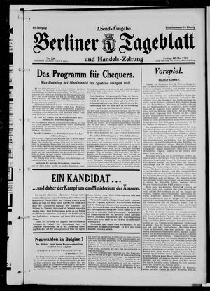 Berliner Tageblatt und Handels-Zeitung on May 22, 1931