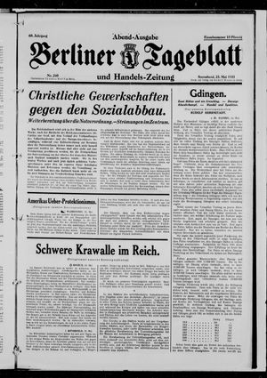 Berliner Tageblatt und Handels-Zeitung on May 23, 1931