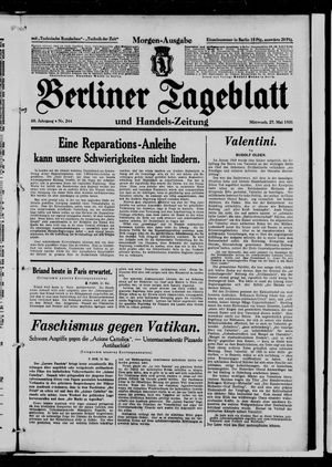 Berliner Tageblatt und Handels-Zeitung on May 27, 1931