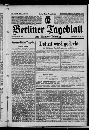 Berliner Tageblatt und Handels-Zeitung vom 30.05.1931
