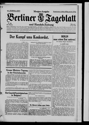 Berliner Tageblatt und Handels-Zeitung on Jun 3, 1931