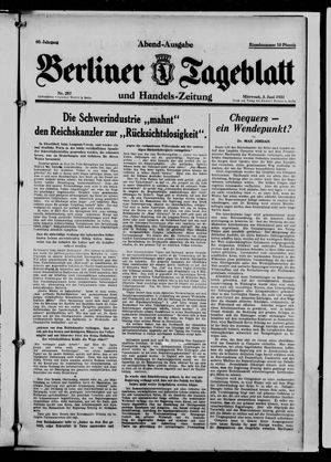 Berliner Tageblatt und Handels-Zeitung on Jun 3, 1931