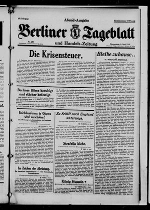 Berliner Tageblatt und Handels-Zeitung on Jun 4, 1931