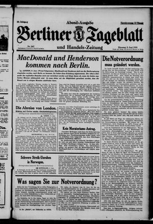 Berliner Tageblatt und Handels-Zeitung vom 09.06.1931