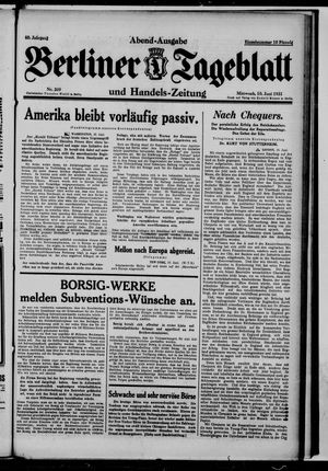Berliner Tageblatt und Handels-Zeitung on Jun 10, 1931