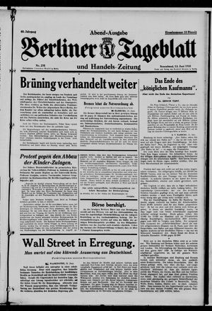 Berliner Tageblatt und Handels-Zeitung vom 13.06.1931