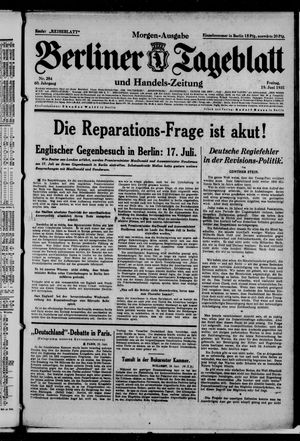 Berliner Tageblatt und Handels-Zeitung vom 19.06.1931