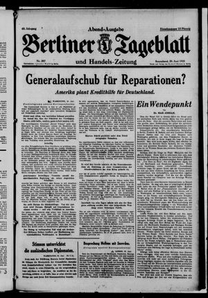Berliner Tageblatt und Handels-Zeitung vom 20.06.1931